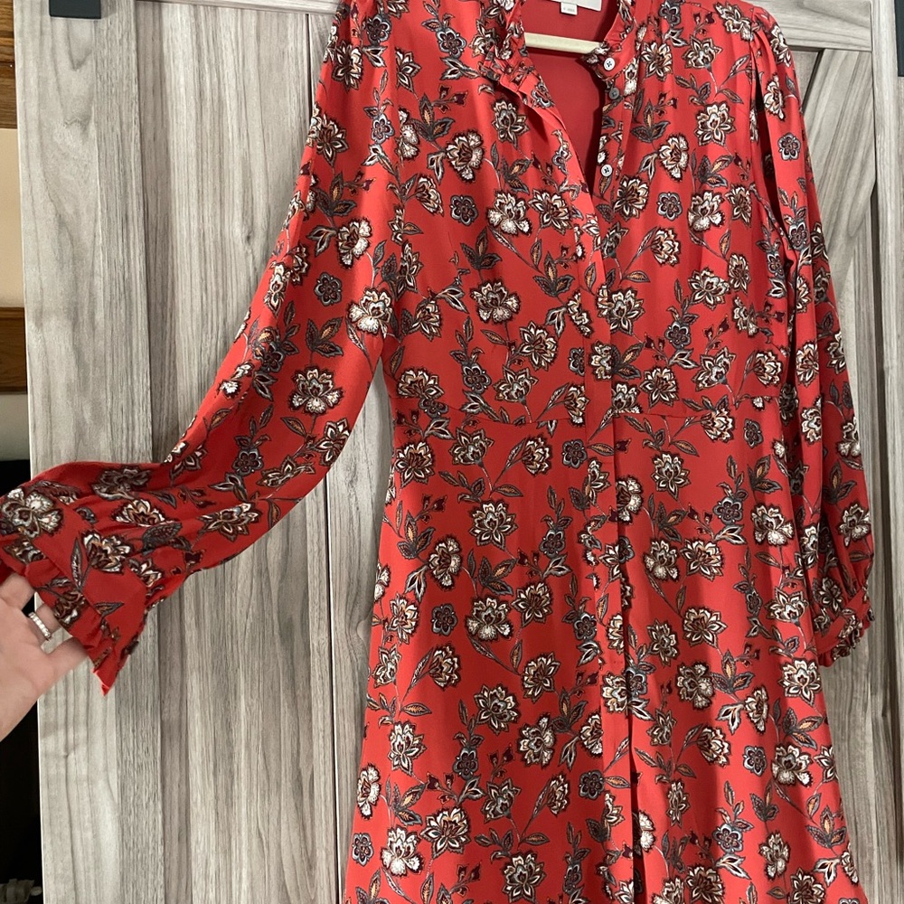 LOFT Coral Floral Long Sleeve Dress - Never worn!